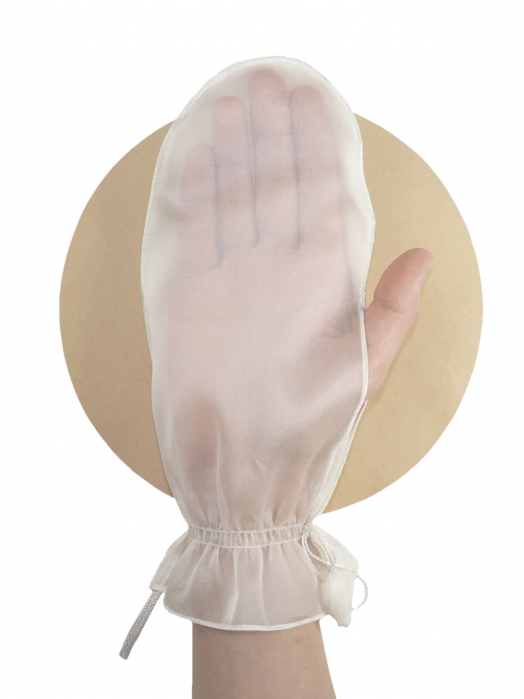 Шёлковая комби-рукавица для лица 2 в 1 (органза/бурет)