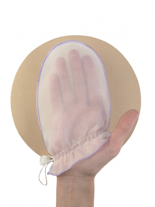 Мини-рукавица для умывания лица из шёлковой органзы (для сухой и чувствительной кожи), сиреневый