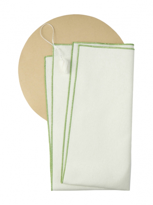Cалфетка для умывания лица из дикого буретного шёлка (для нормальной и жирной кожи), зелёный