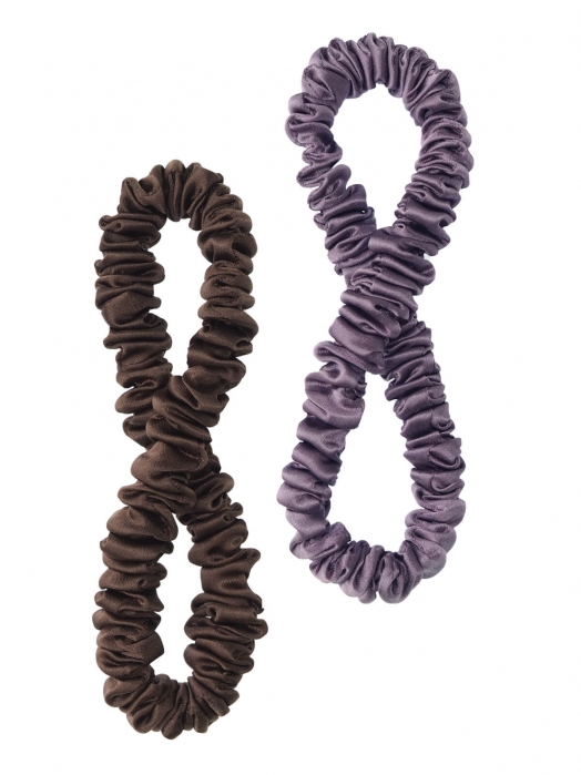 Шёлковая резинка для волос CURLY TAIL (2 шт), лиловый и шоколадный
