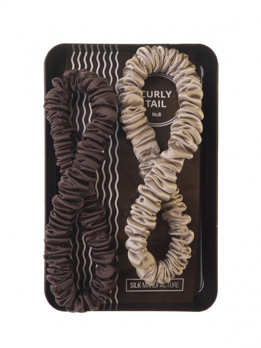 Шёлковая резинка для волос CURLY TAIL (2 шт), бронзовый и шоколадный
