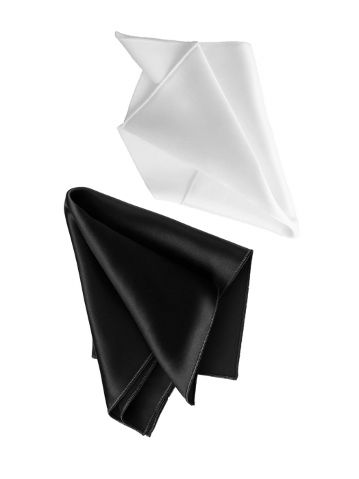 Набор платочков из натурального шёлка (2 шт), белый и чёрный жемчуг