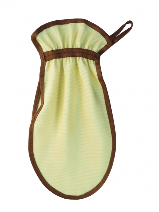 Рукавица для пилинга тела из усиленного крепового шёлка (жесткий пилинг), фисташковый