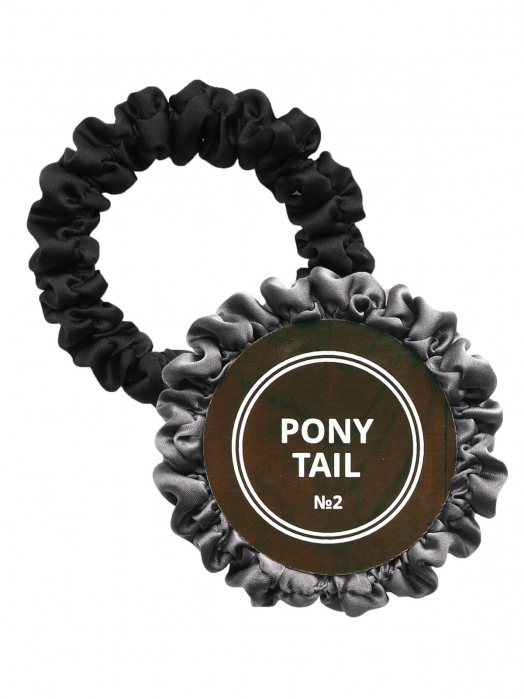 Шёлковые резинки для волос PONY TAIL (2 шт), серебристый/чёрный