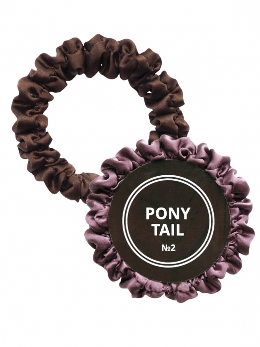 Шёлковые резинки для волос PONY TAIL (2 шт), орхидея/шоколадный