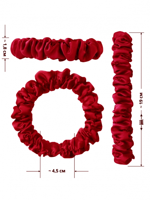 Шёлковые резинки для волос PONY TAIL (2 шт), красный/чёрный