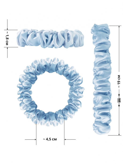 Шёлковые резинки для волос PONY TAIL (2 шт), голубой/тёмно-синий