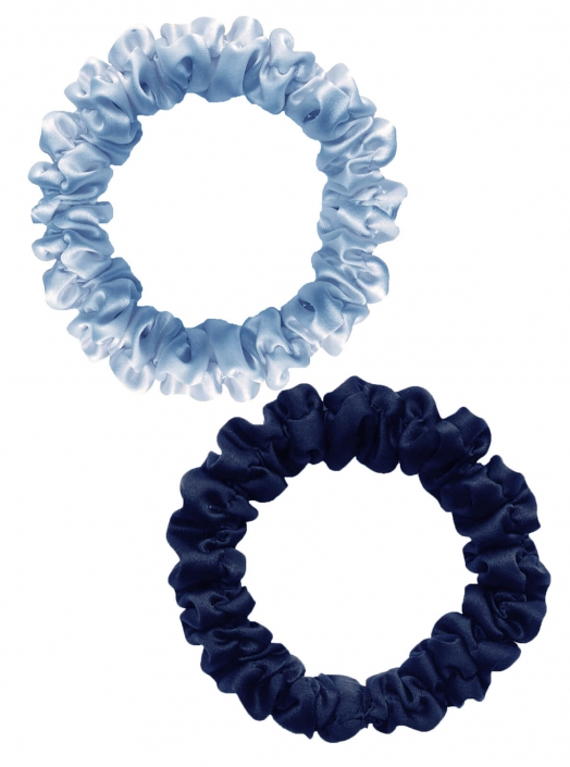 Шёлковые резинки для волос PONY TAIL (2 шт), голубой/тёмно-синий
