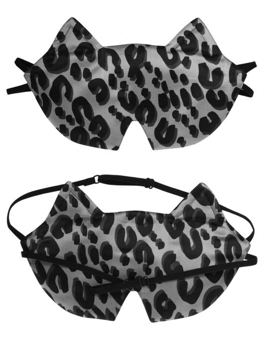 Пятислойная маска для сна из трёх видов натурального шёлка, SILVER LEO CAT