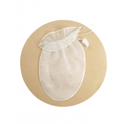 Мини-рукавица для умывания лица из шёлковой органзы (для сухой и чувствительной кожи), айвори