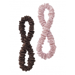 Шёлковая резинка для волос CURLY TAIL (2 шт), светло-розовый и шоколадный